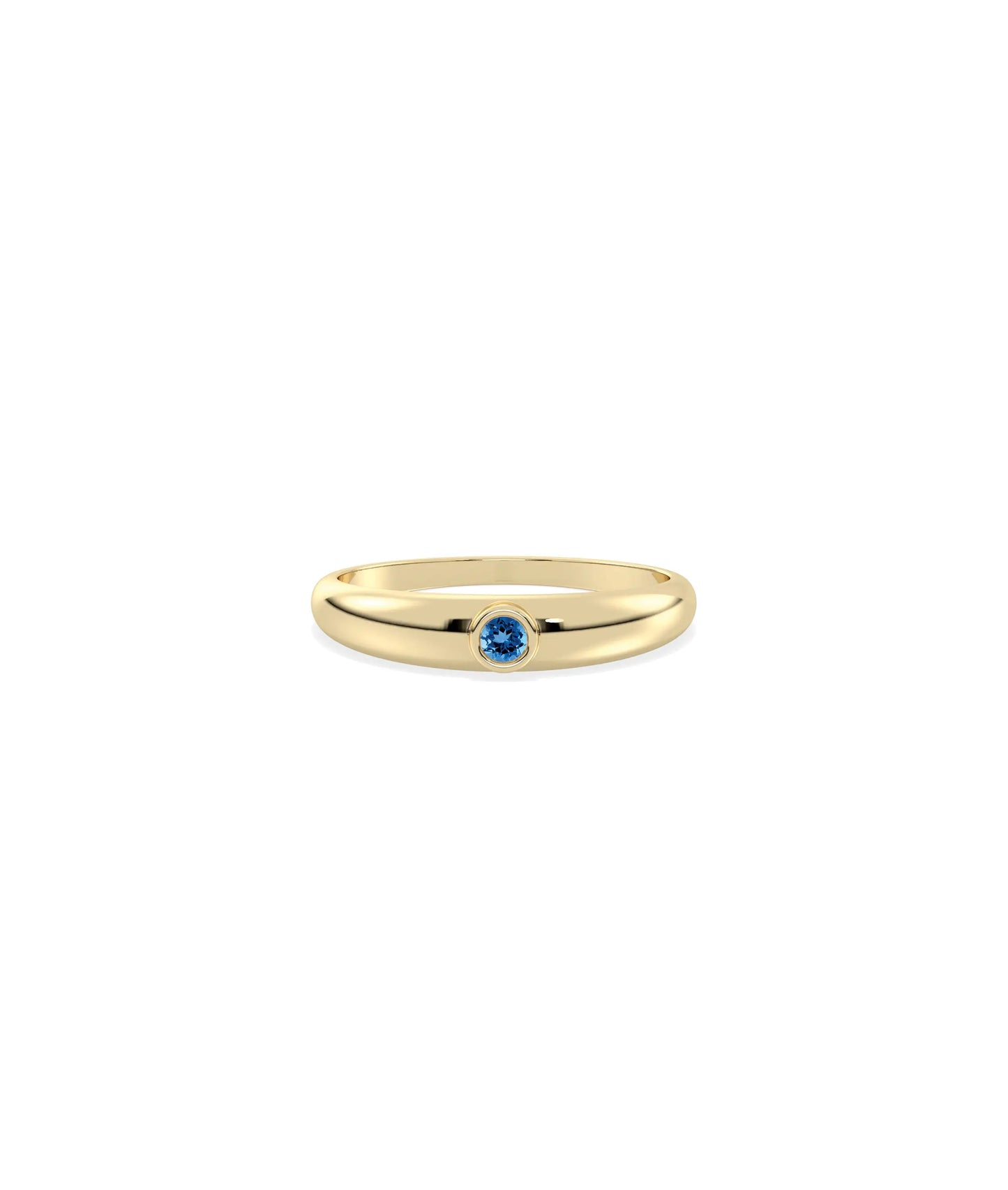 Birthstone Bezel Set Band Ring - 79e | Everyday 14K Gold Jewelry