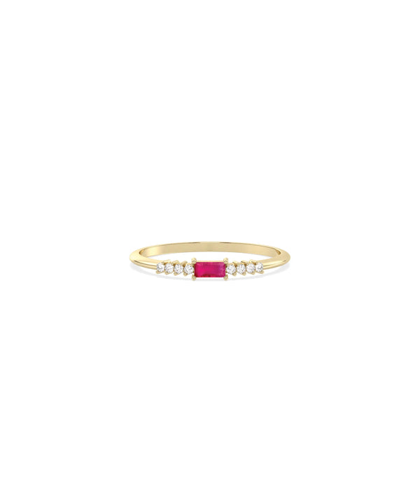 Birthstone Baguette and Diamond Ring - 79e | Everyday 14K Gold Jewelry alternate view