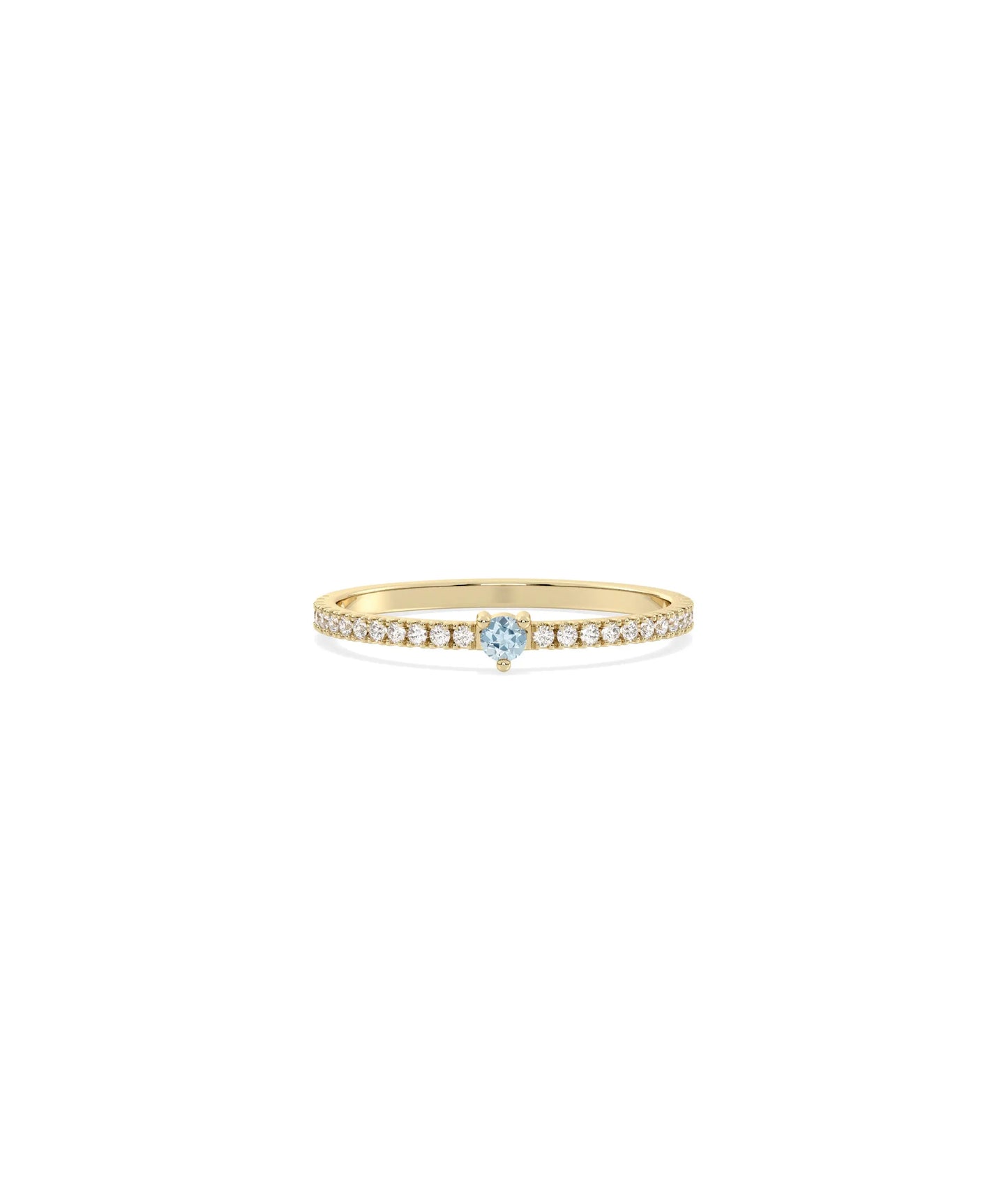 Birthstone and Diamond Band Ring - 79e | Everyday 14K Gold Jewelry