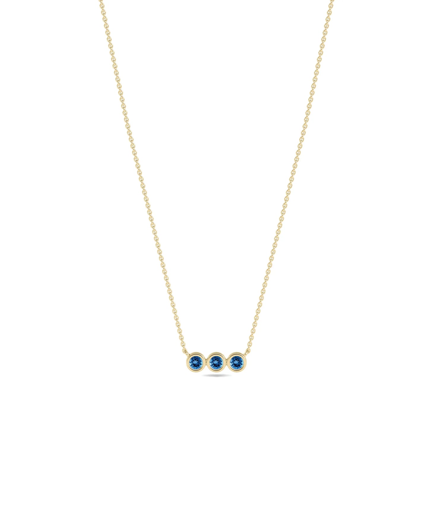 Birthstone 3 Stone Necklace - 79e | Everyday 14K Gold Jewelry