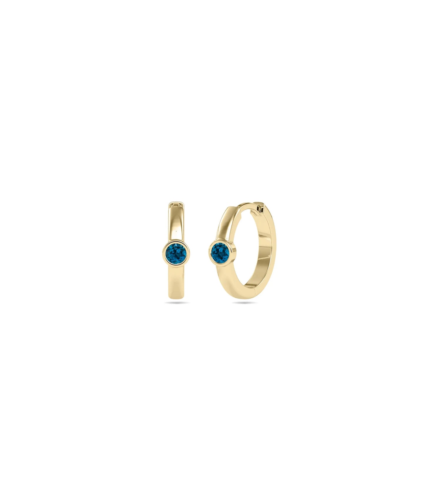 Birthstone Bezel Hoop Earring - 79e | Everyday 14K Gold Jewelry
