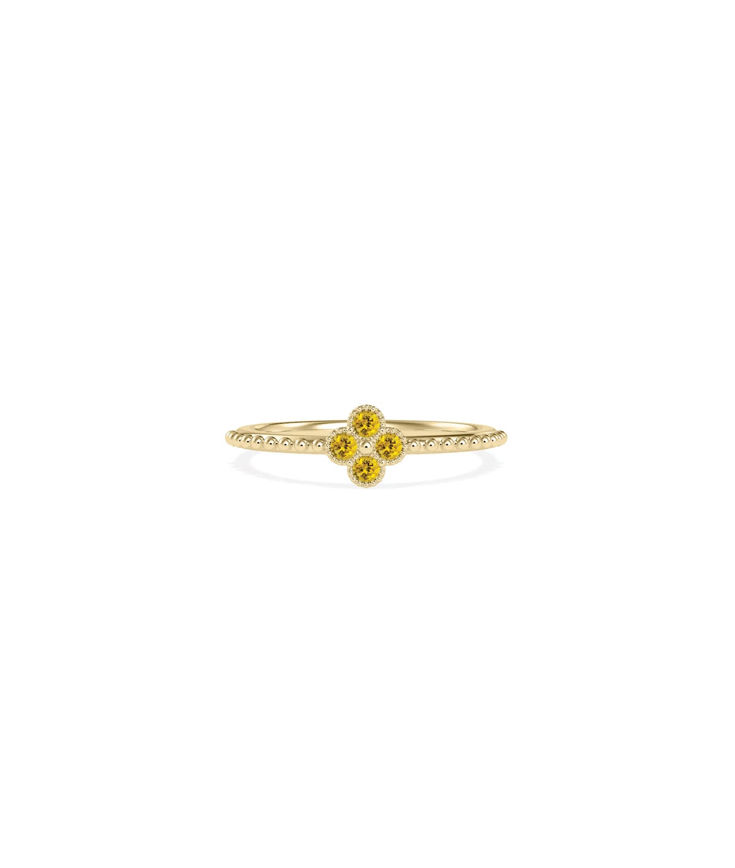 Birthstone Clover Beaded Band Ring - 79e | Everyday 14K Gold Jewelry