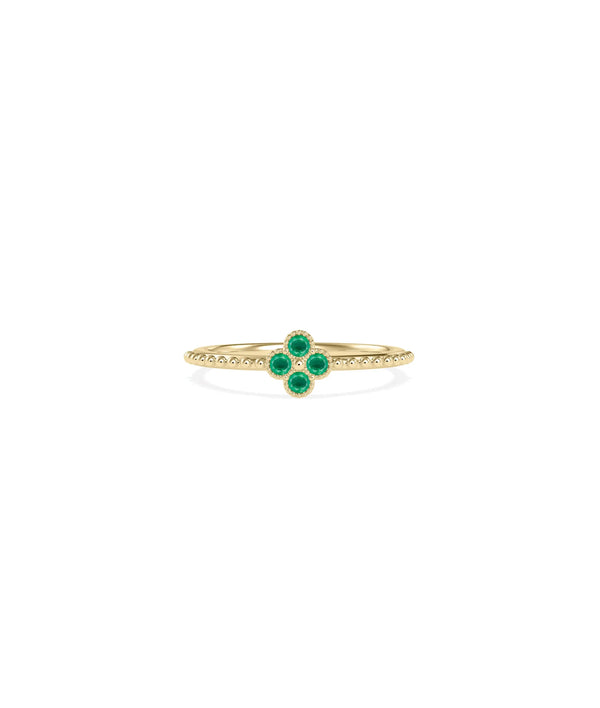 Birthstone Clover Beaded Band Ring - 79e | Everyday 14K Gold Jewelry alternate view