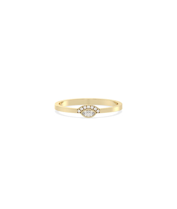 Birthstone and Diamond Evil Eye Ring | Everyday Jewelry - 79e | Everyday 14K Gold Jewelry
