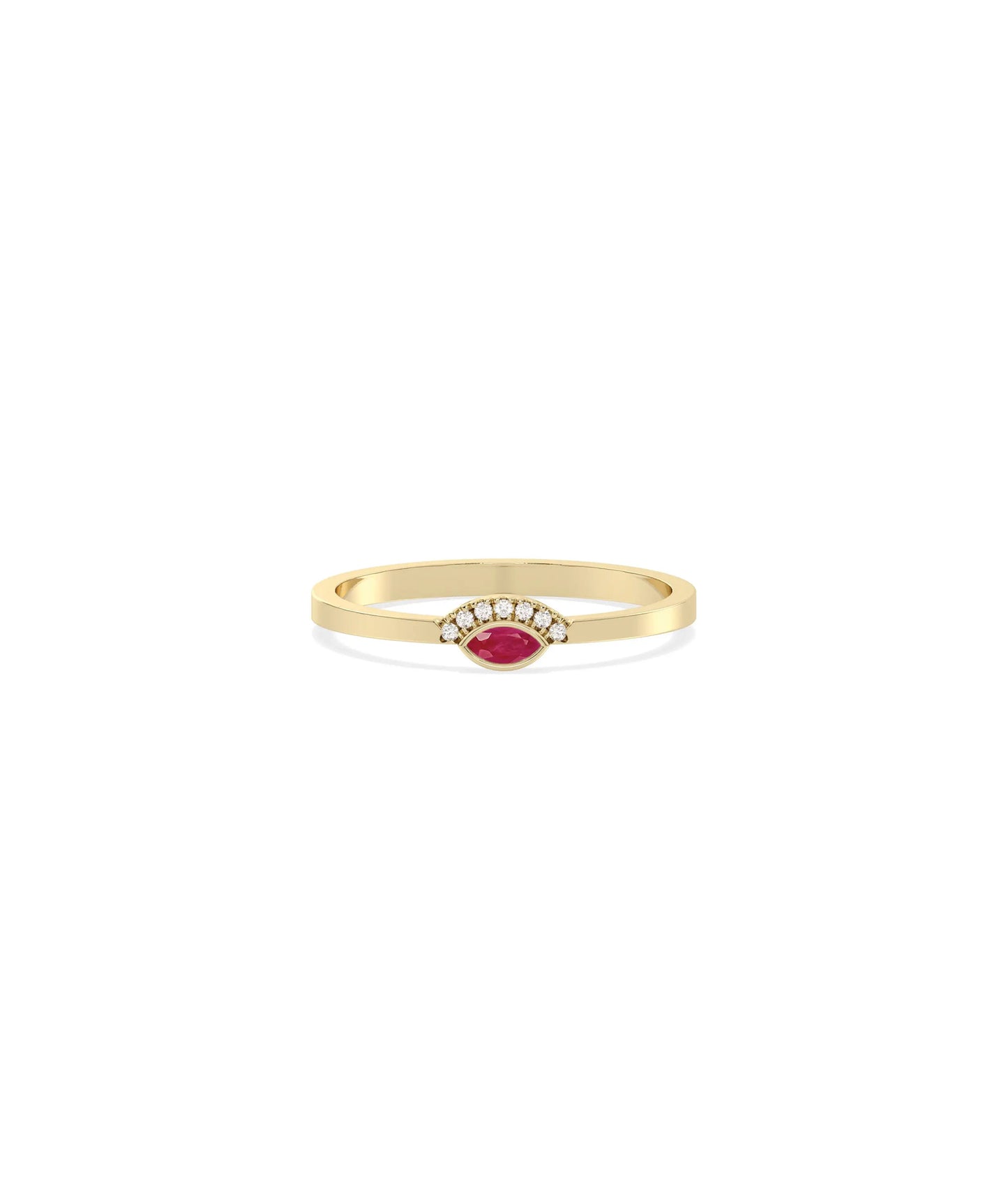 Birthstone and Diamond Evil Eye Ring | Everyday Jewelry - 79e | Everyday 14K Gold Jewelry
