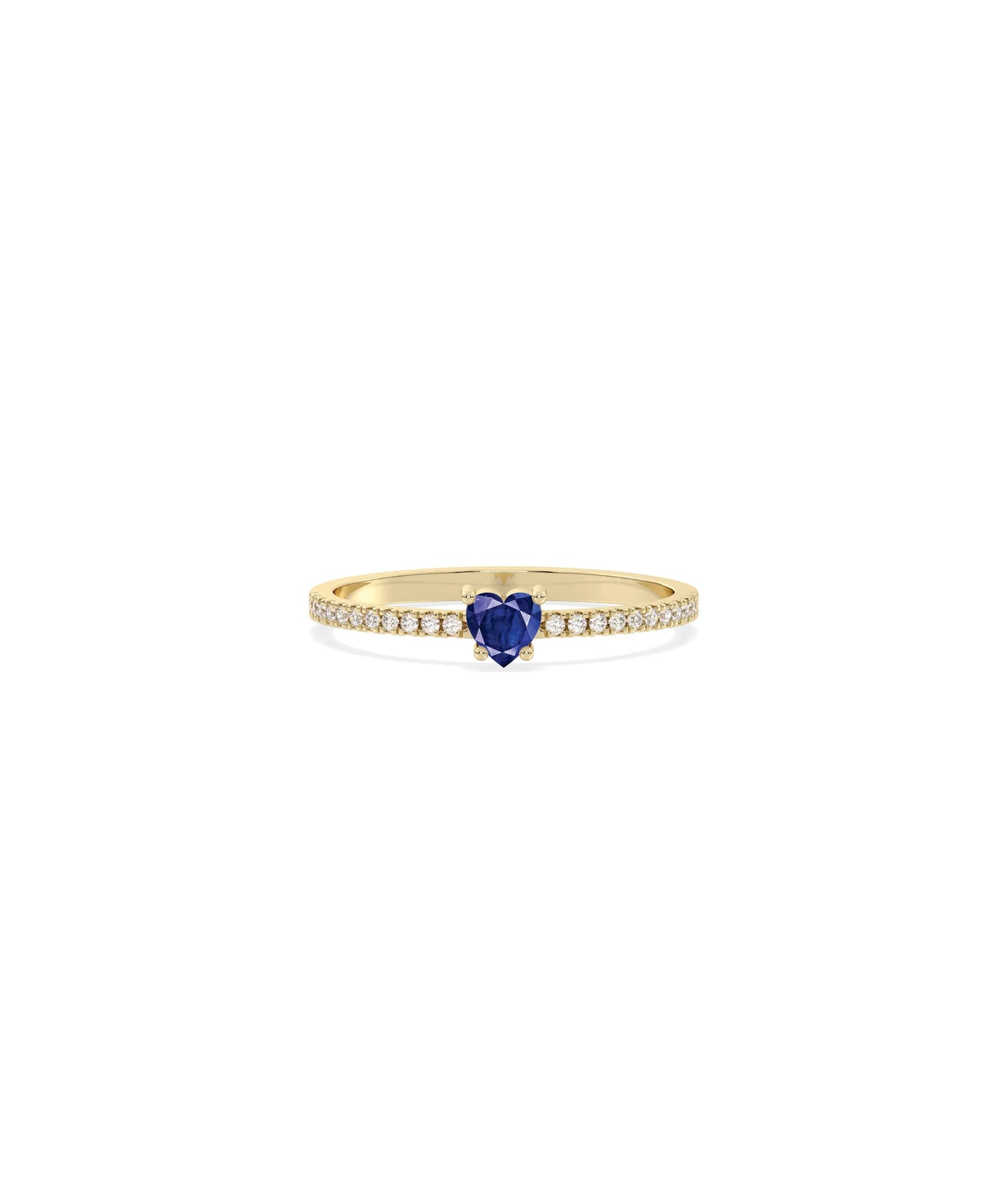 Heart Shape Birthstone and Diamond Band Ring - 79e | Everyday 14K Gold Jewelry