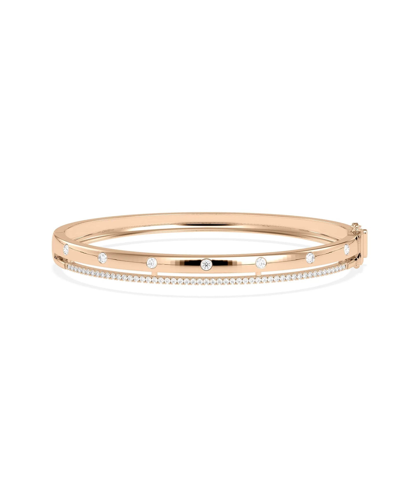 Diamond Station Bangle - 79e | Everyday 14K Gold Jewelry