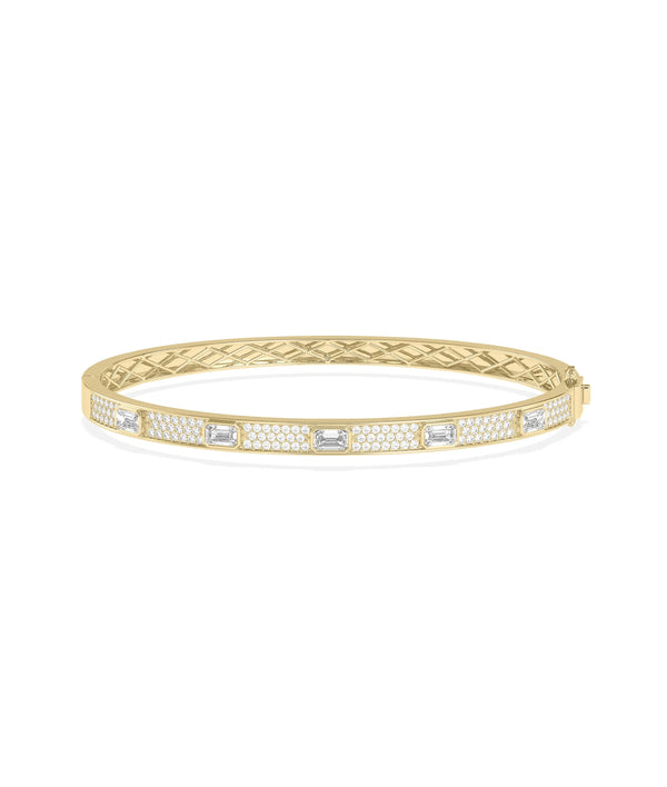 Diamond Pave Station Bangle - 79e | Everyday 14K Gold Jewelry