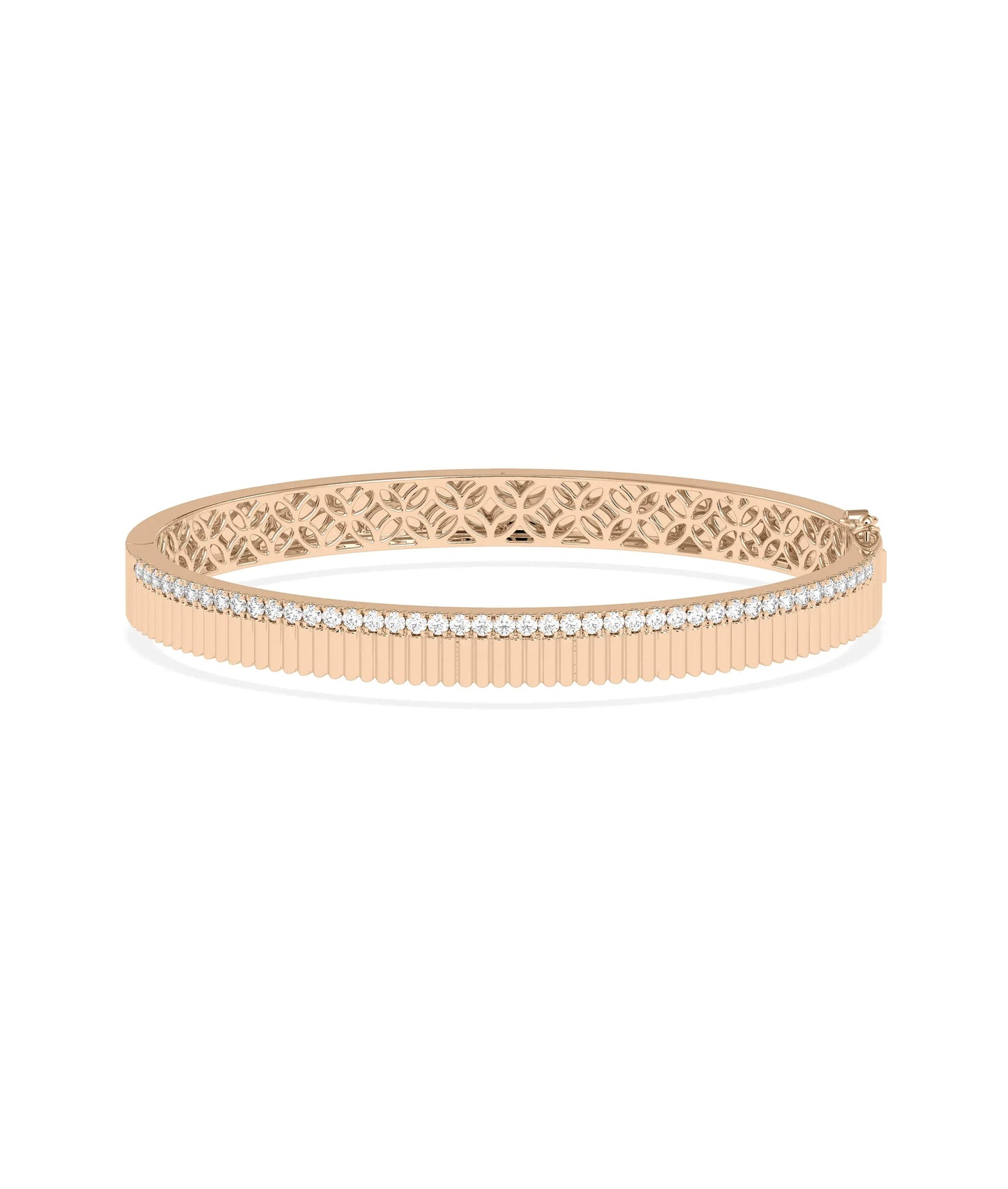 Diamond Fluted Bangle - 79e | Everyday 14K Gold Jewelry