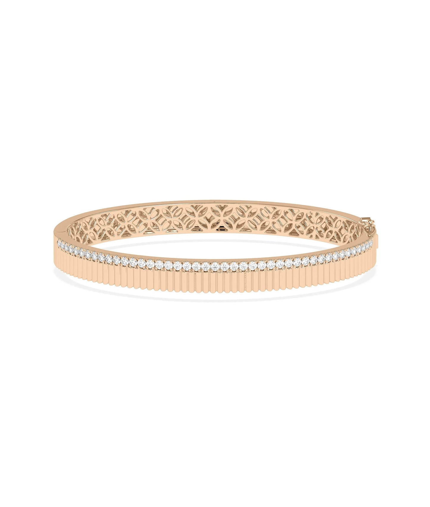 Diamond Fluted Bangle - 79e | Everyday 14K Gold Jewelry