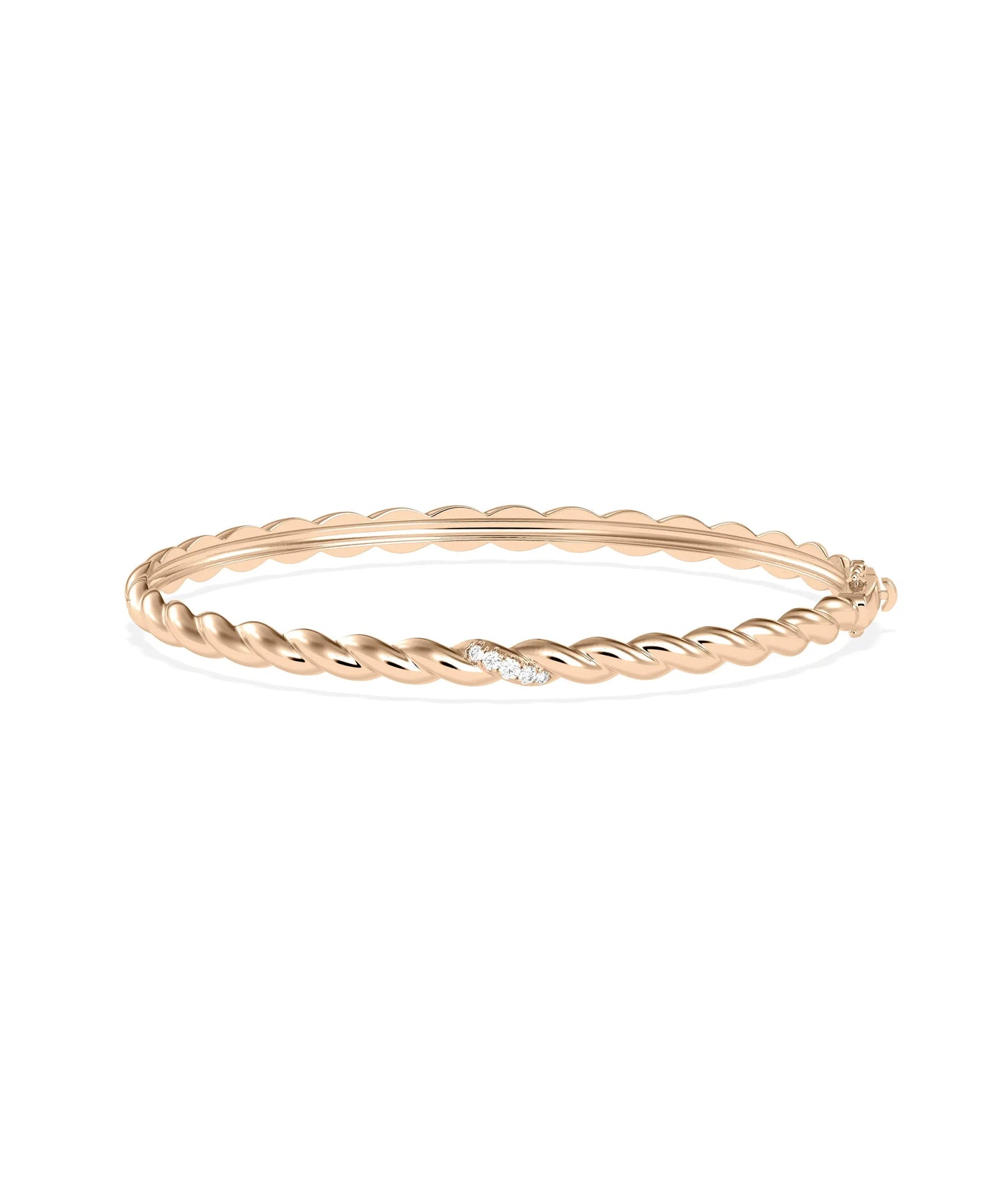 Natural Diamond Twist Bangle - 79e | Everyday 14K Gold Jewelry