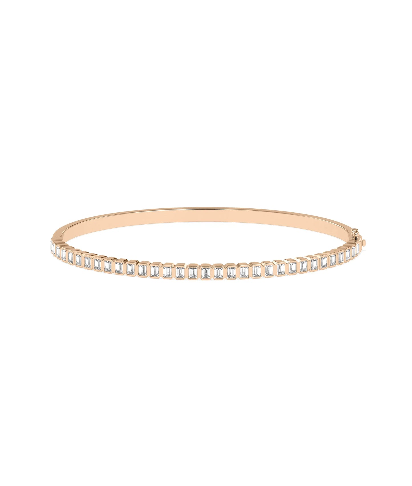 Emerald Cut Diamond Straight Link Bangle - 79e | Everyday 14K Gold Jewelry
