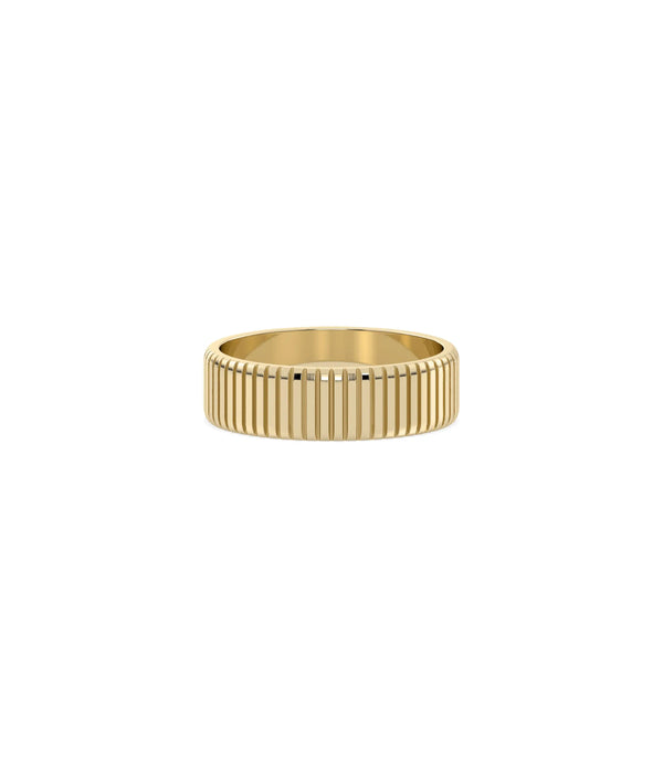 Fluted Gold Band Ring yellow gold showcasing distinctive textured groove design