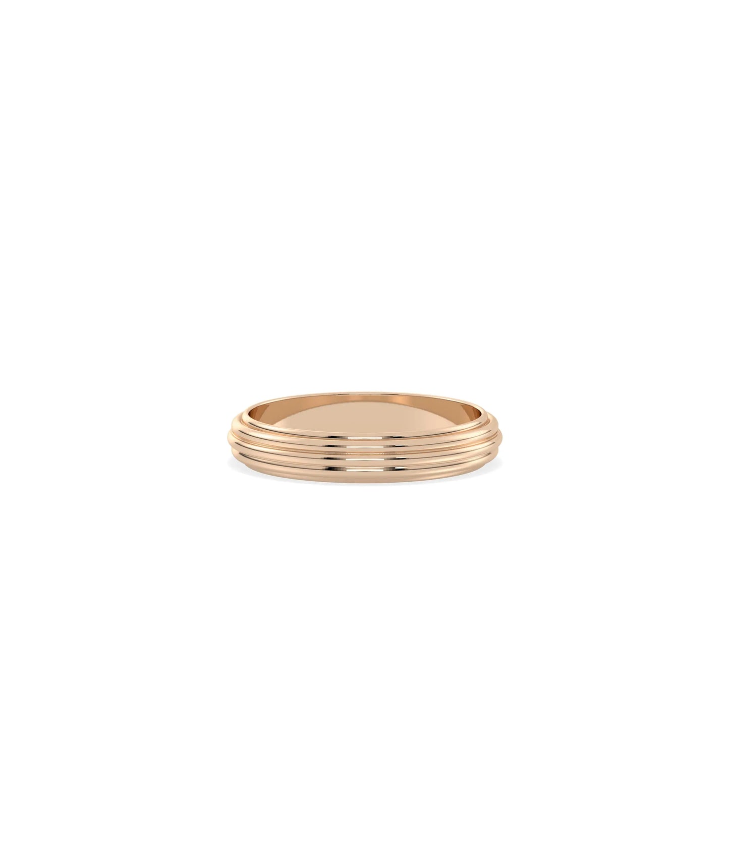 Rose gold Fluted Step Gold Band Ring with architectural fluting and geometric steps