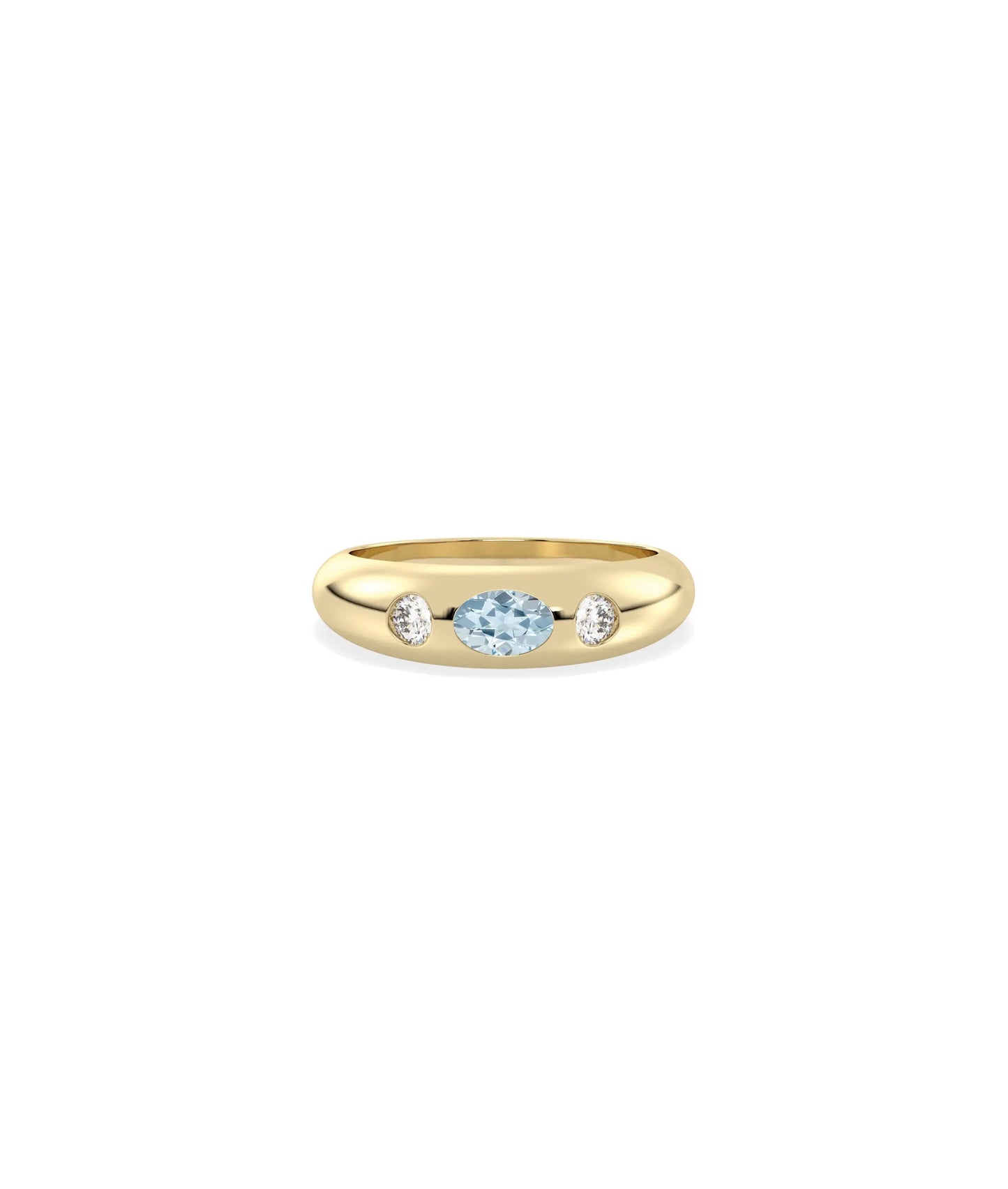 Birthstone Bezel Set and Diamond Band Ring - 79e | Everyday 14K Gold Jewelry