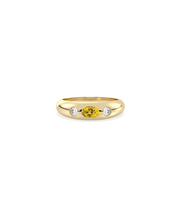 Birthstone Bezel Set and Diamond Band Ring - 79e | Everyday 14K Gold Jewelry alternate view