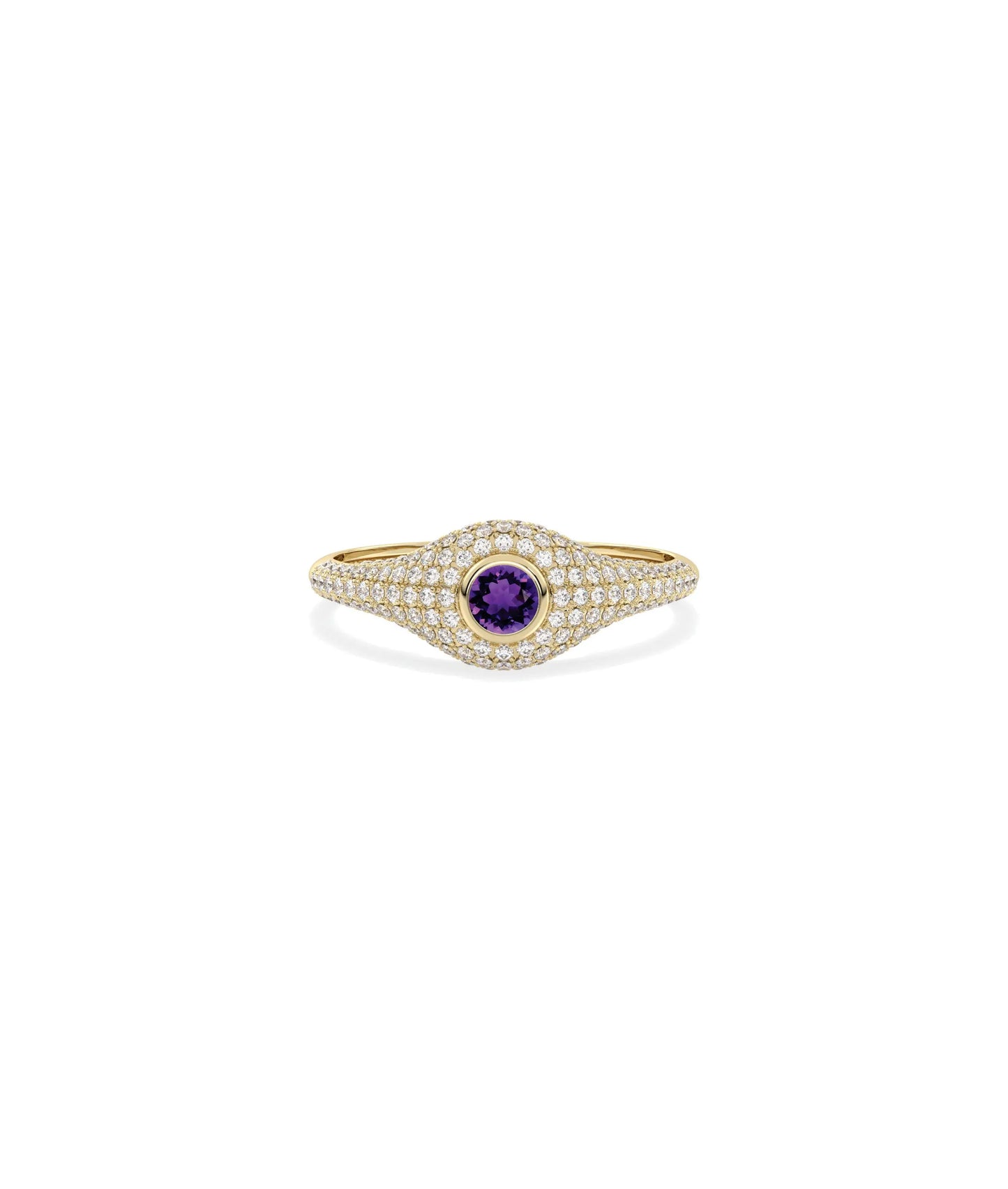 Birthstone Solitaire and Diamond Pave Band Ring - 79e | Everyday 14K Gold Jewelry