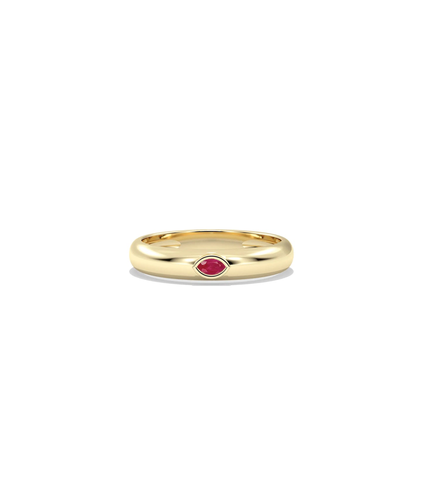 Birthstone Bezel Set Gold Band Ring - 79e | Everyday 14K Gold Jewelry