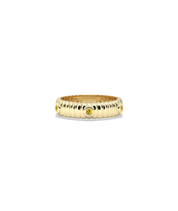 Birthstone Station Fluted Band Ring - 79e | Everyday 14K Gold Jewelry alternate view