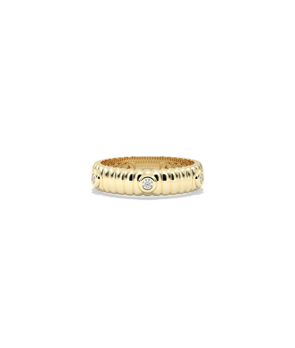 Birthstone Station Fluted Band Ring - 79e | Everyday 14K Gold Jewelry
