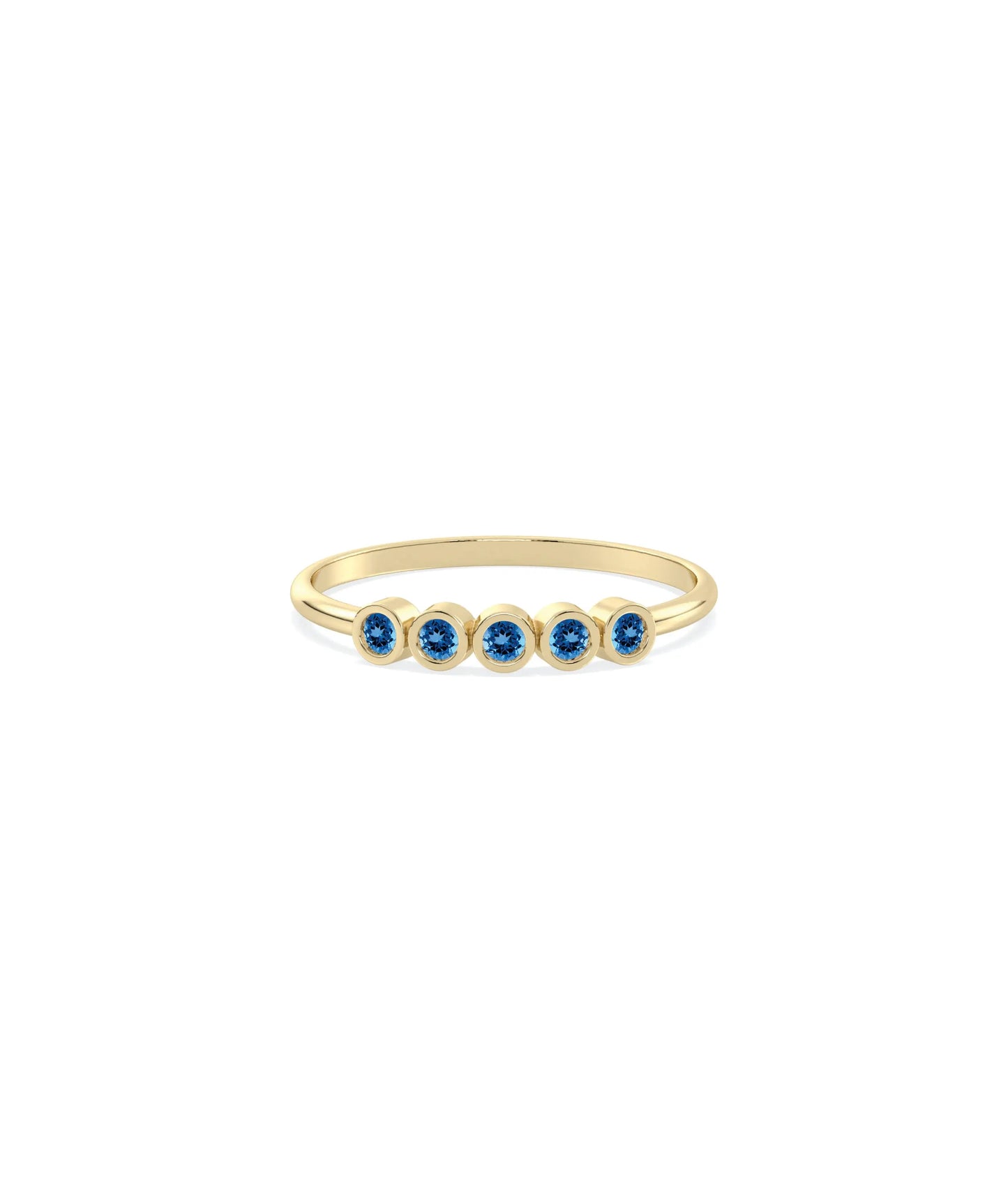 5 Stone Birthstone Bezel Set Ring - 79e | Everyday 14K Gold Jewelry