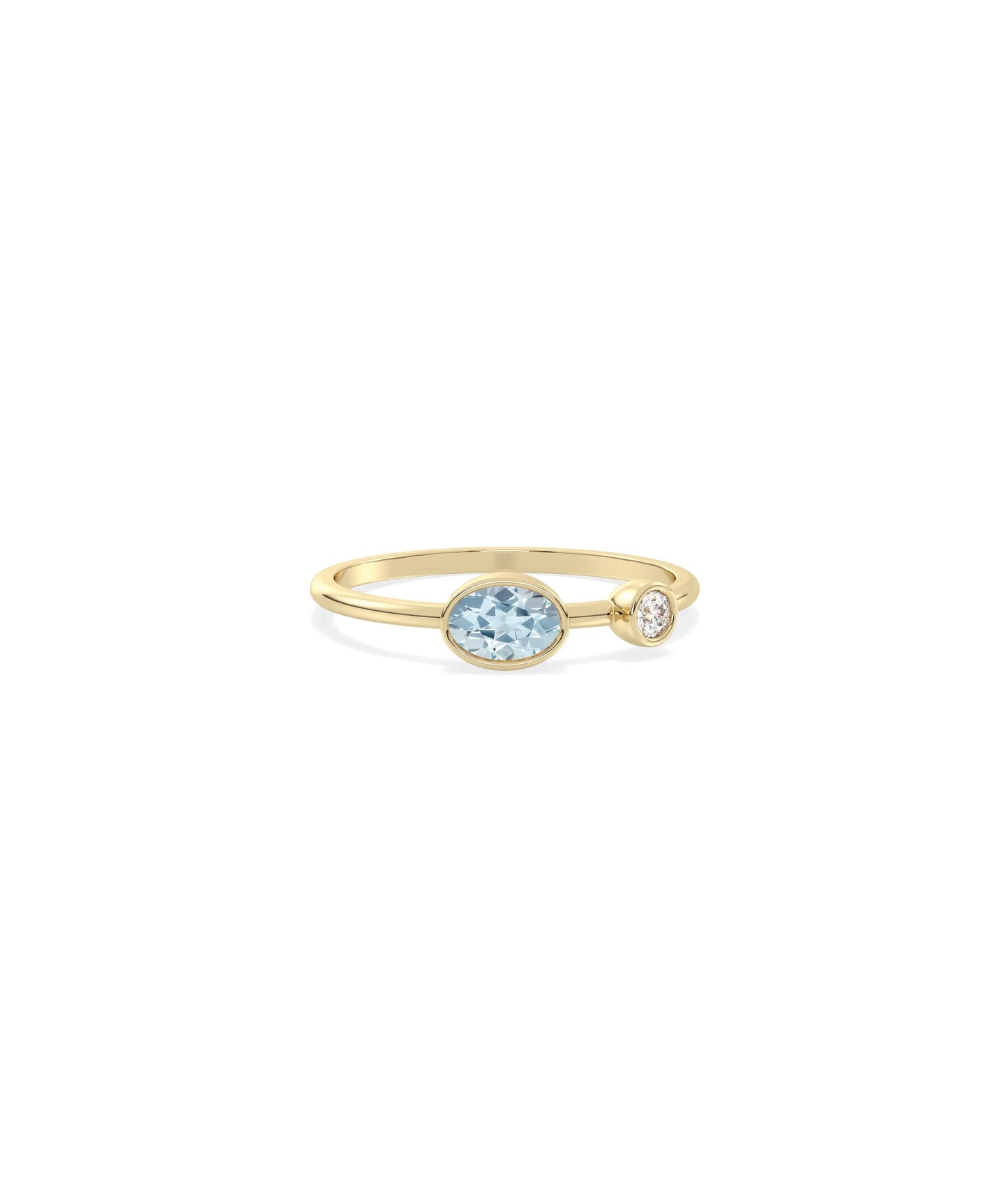 2 Stone Birthstone and Diamond Solitaire Ring - 79e | Everyday 14K Gold Jewelry