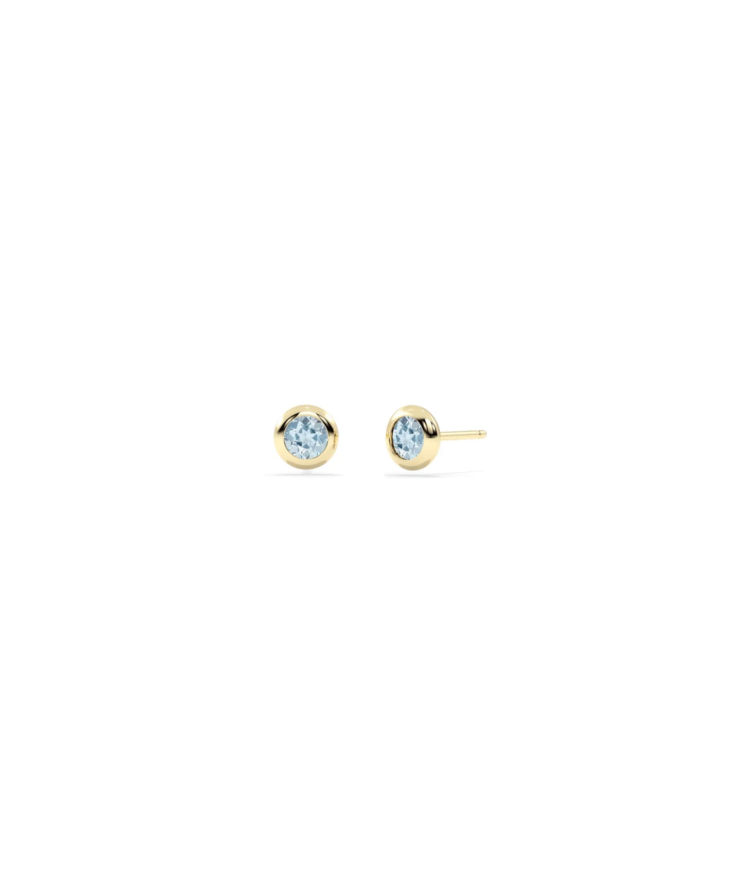 Birthstone Solitaire Bezel Set Stud Earring - 79e | Everyday 14K Gold Jewelry