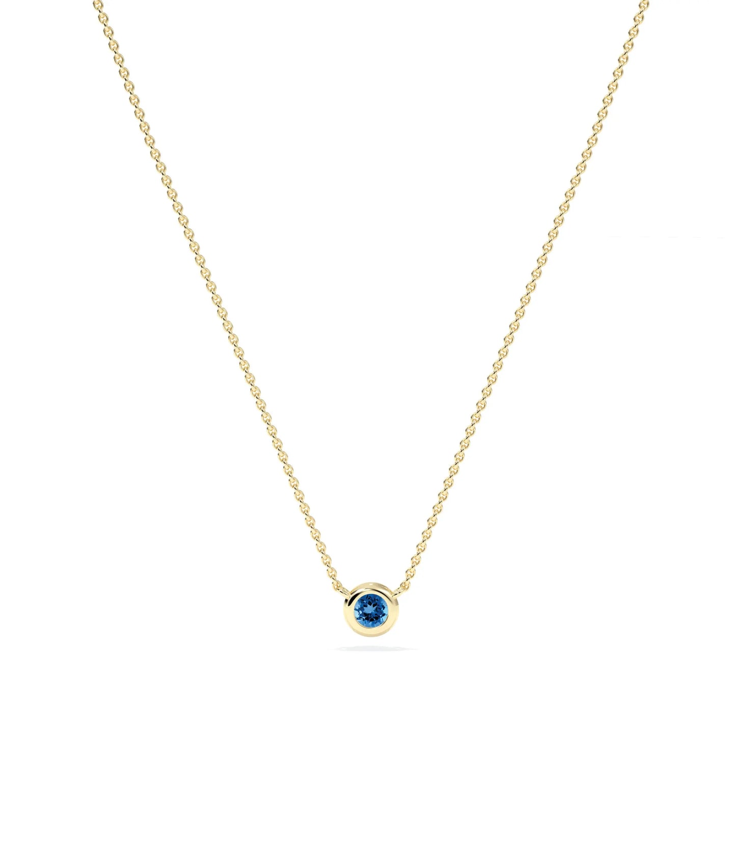 Birthstone Solitaire Bezel Set Necklace - 79e | Everyday 14K Gold Jewelry