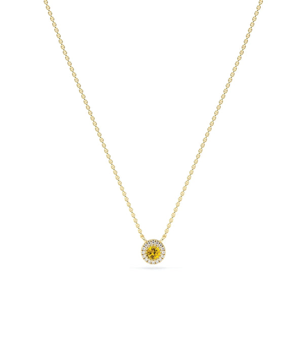 Birthstone and Diamond Halo Necklace - 79e | Everyday 14K Gold Jewelry alternate view