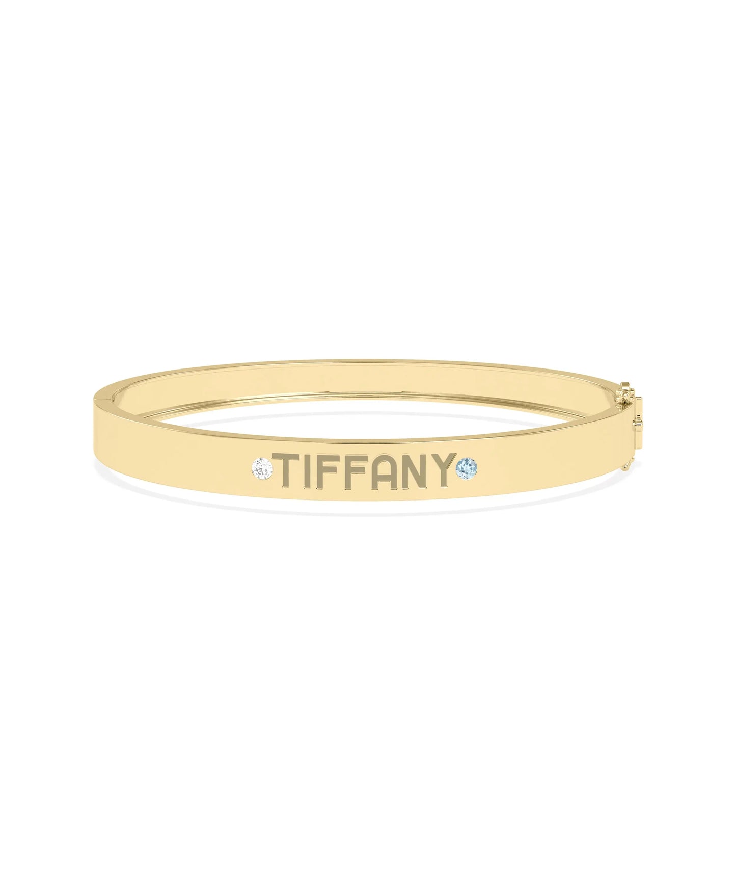 Birthstone and Diamond Engravable Bangle - 79e | Everyday 14K Gold Jewelry