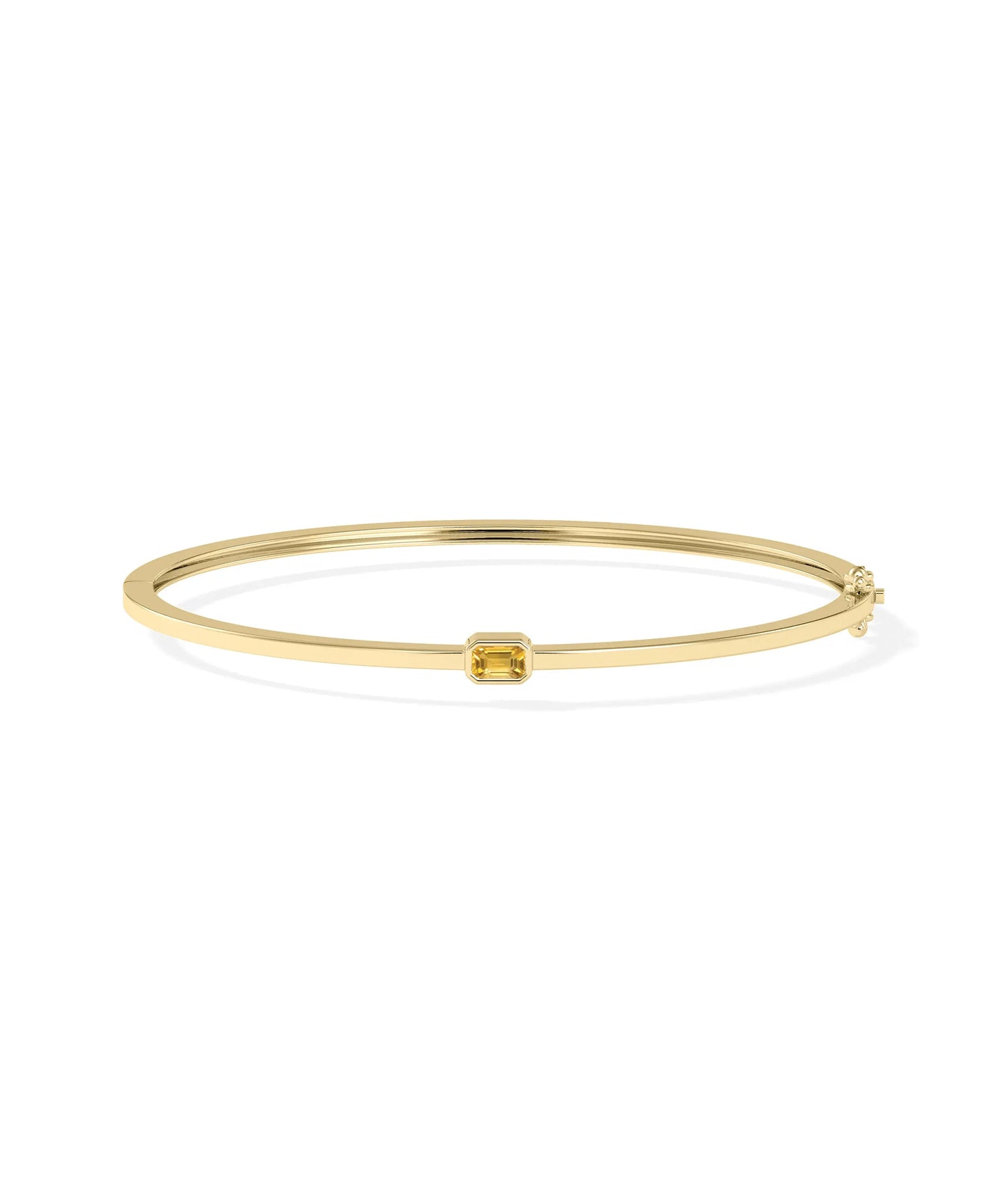Birthstone Bezel Set Bangle - 79e | Everyday 14K Gold Jewelry