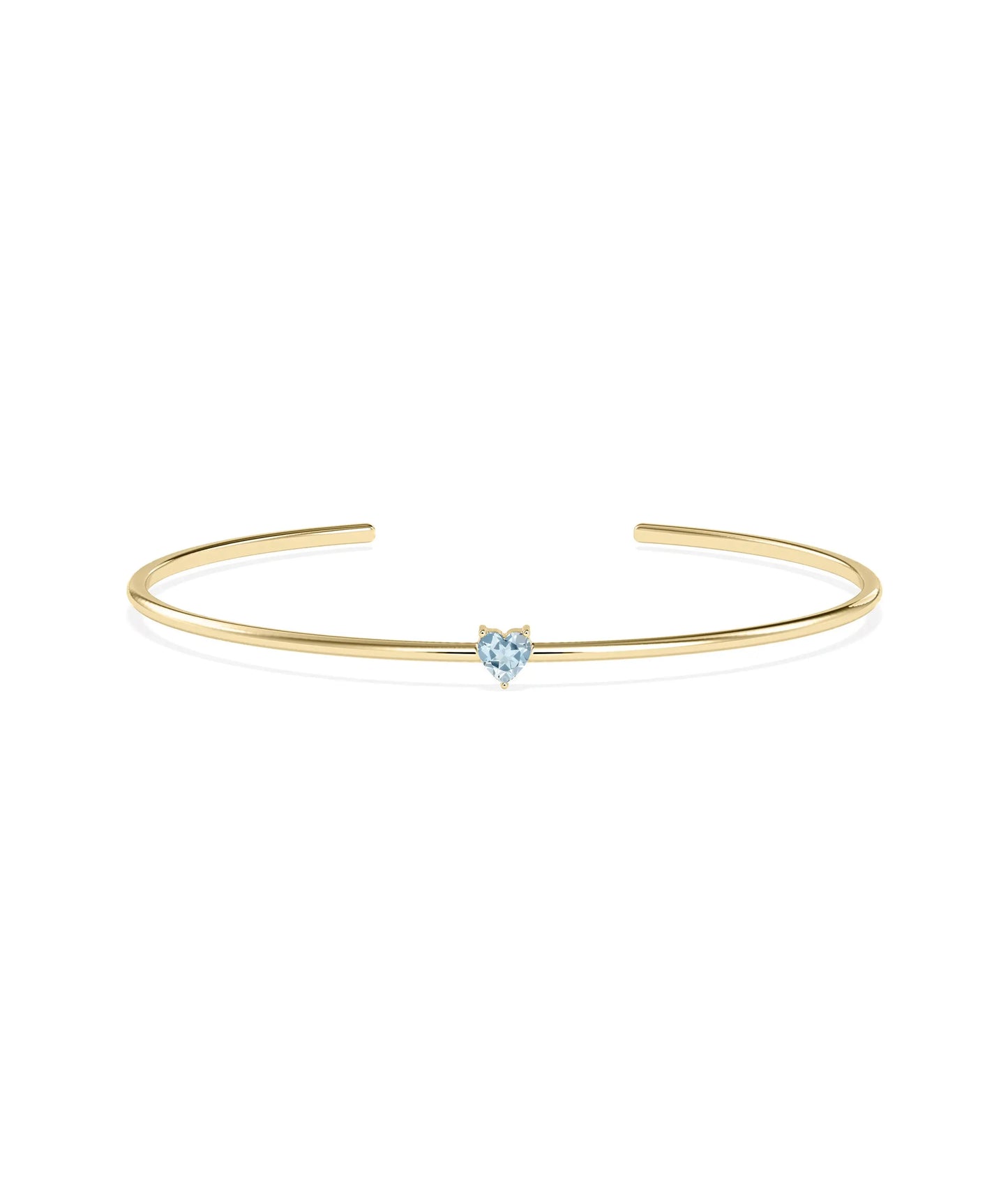 Heart Shape Birthstone Open Cuff Bangle - 79e | Everyday 14K Gold Jewelry