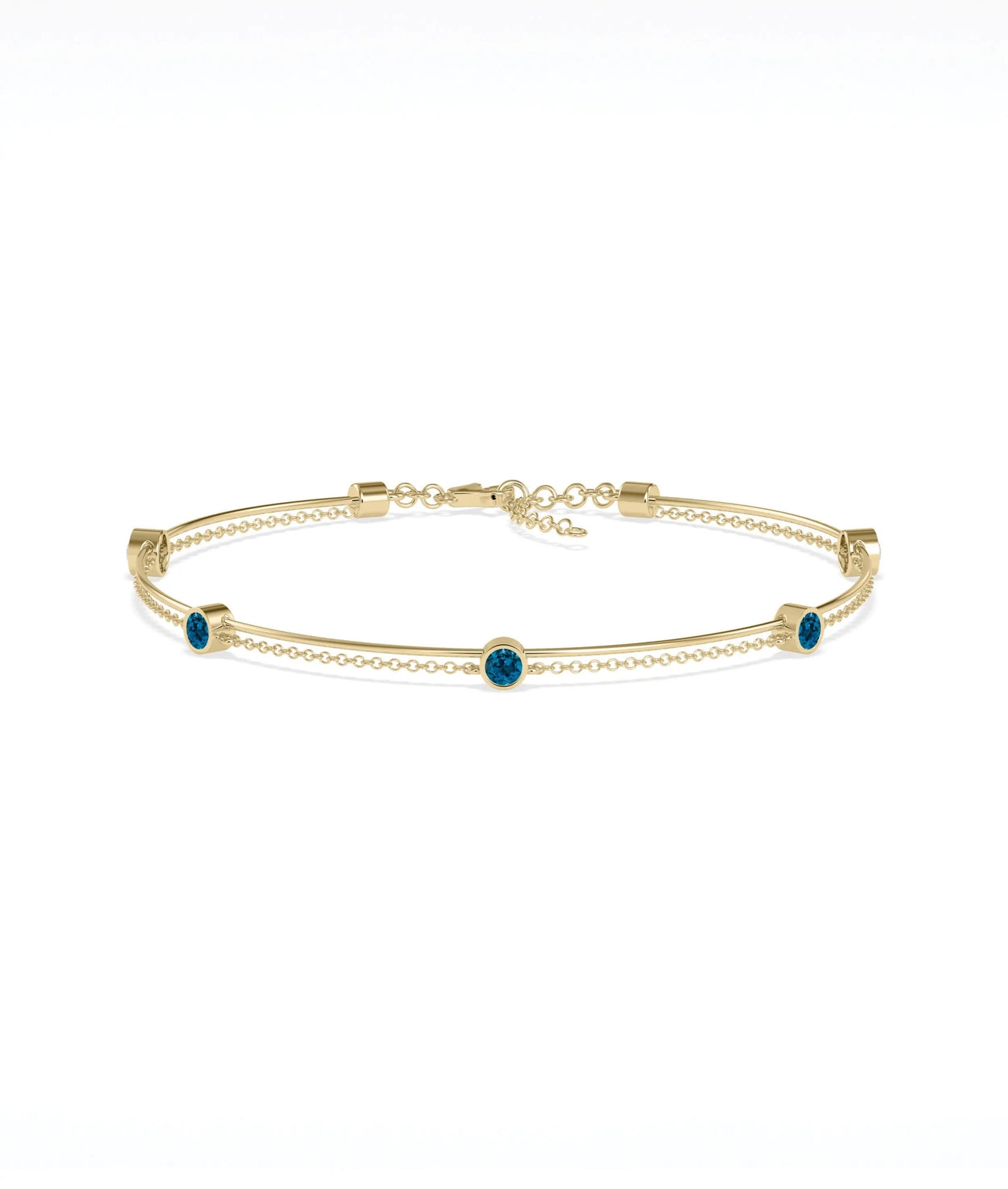 Birthstone Wire and Cable Chain Bracelet - 79e | Everyday 14K Gold Jewelry