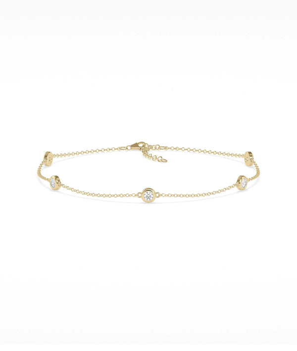 Birthstone Bezel Set Station Bracelet - 79e | Everyday 14K Gold Jewelry
