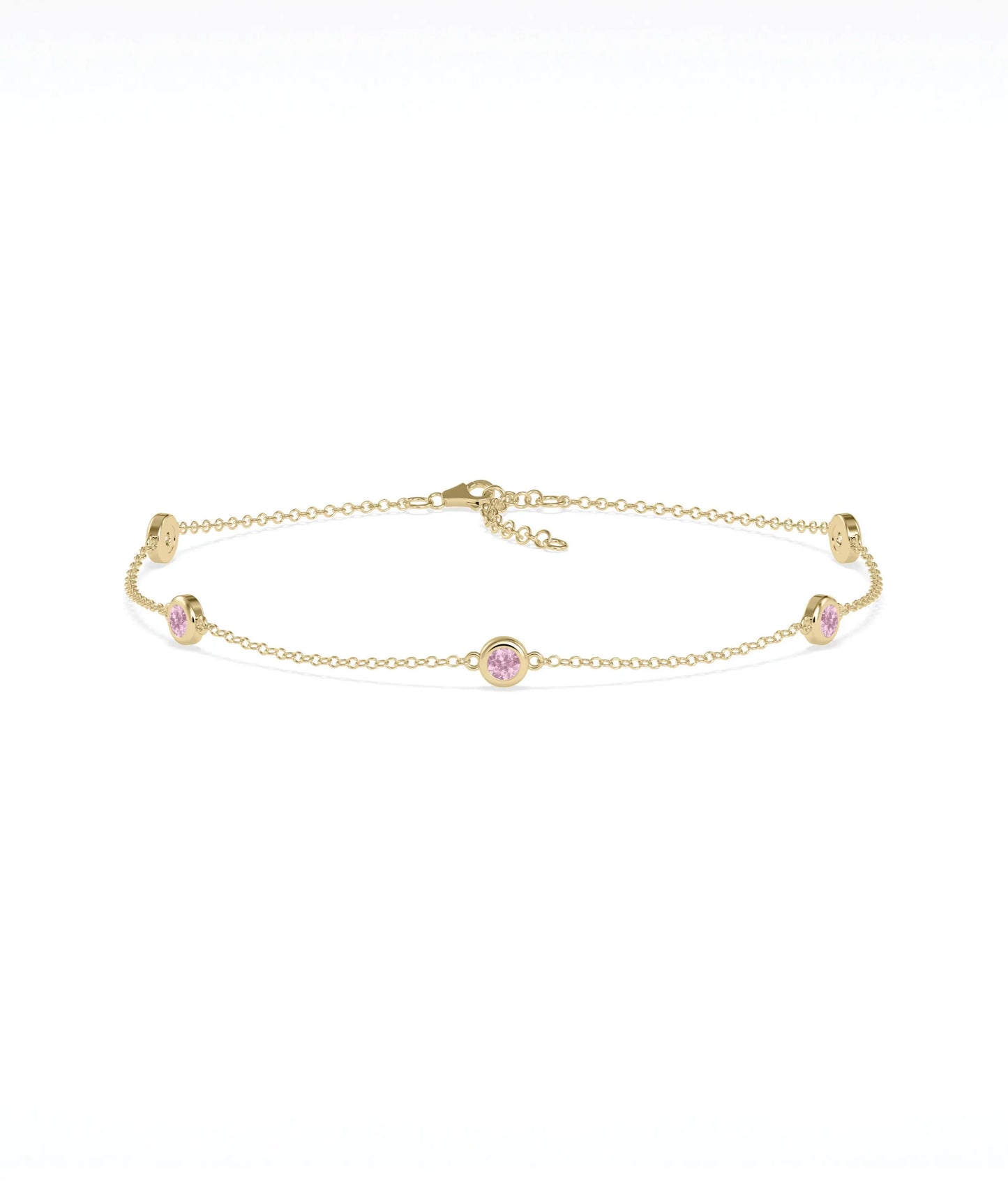 Birthstone Bezel Set Station Bracelet - 79e | Everyday 14K Gold Jewelry
