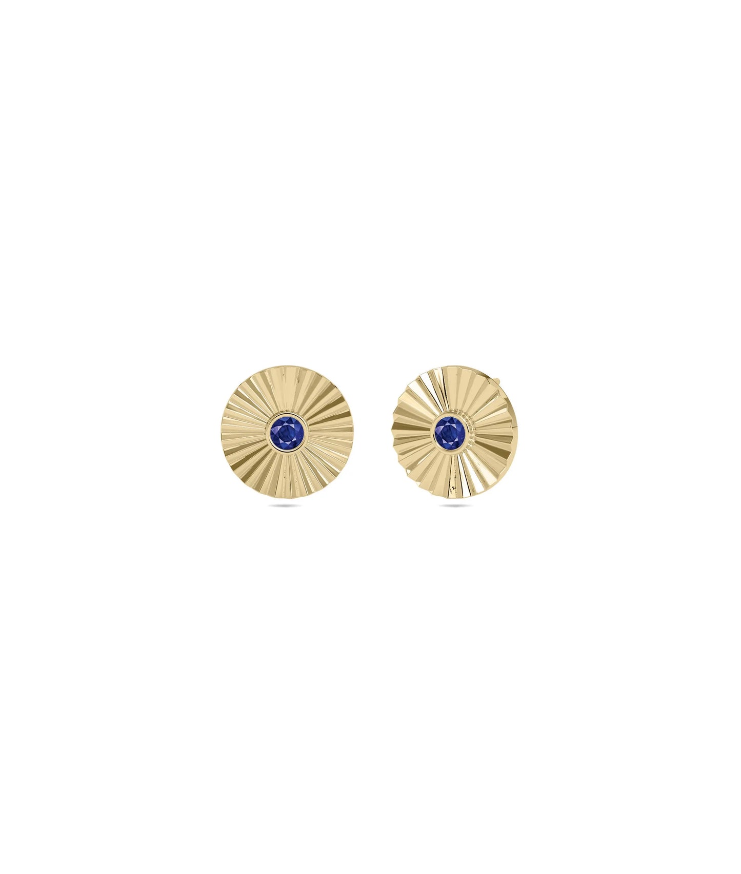 Birthstone Bezel Set Disc Stud Earrings - 79e | Everyday 14K Gold Jewelry