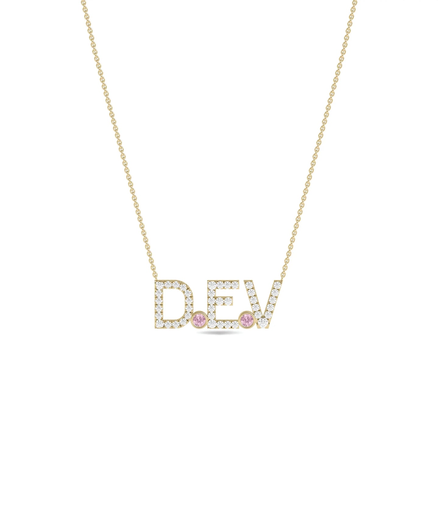 Diamond Pave Initials and Birthstone Necklace - 79e | Everyday 14K Gold Jewelry