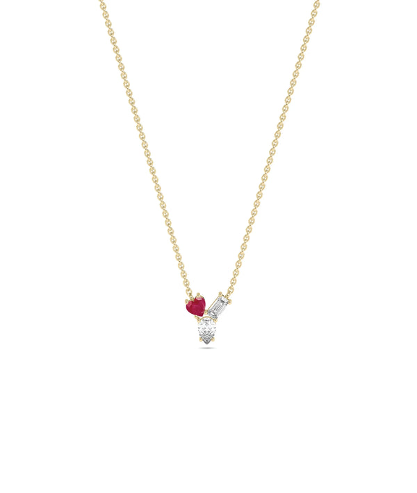 Birthstone and Diamond Cluster Necklace - 79e | Everyday 14K Gold Jewelry alternate view