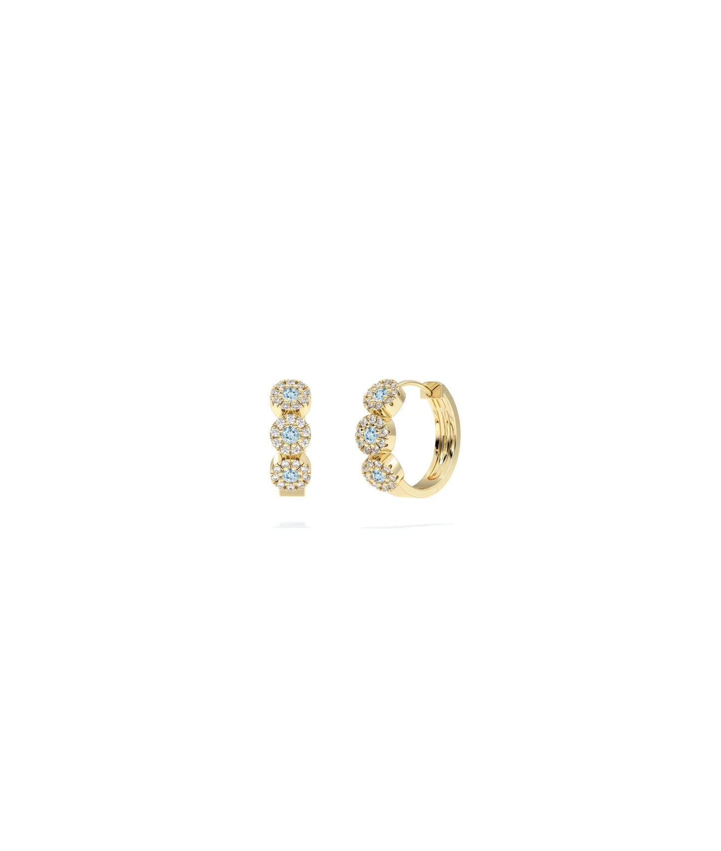 Birthstone and Diamond Halo Hoop Earring - 79e | Everyday 14K Gold Jewelry