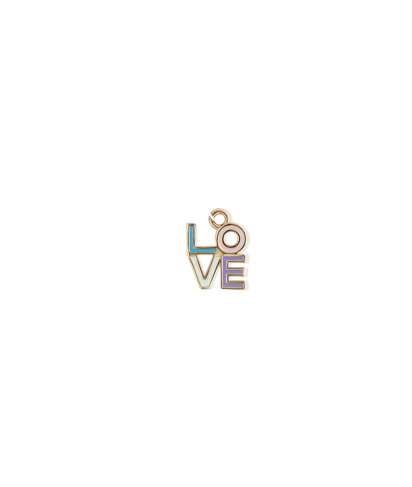 Gold and Enamel Mantra Charm in rose gold with vibrant enamel word