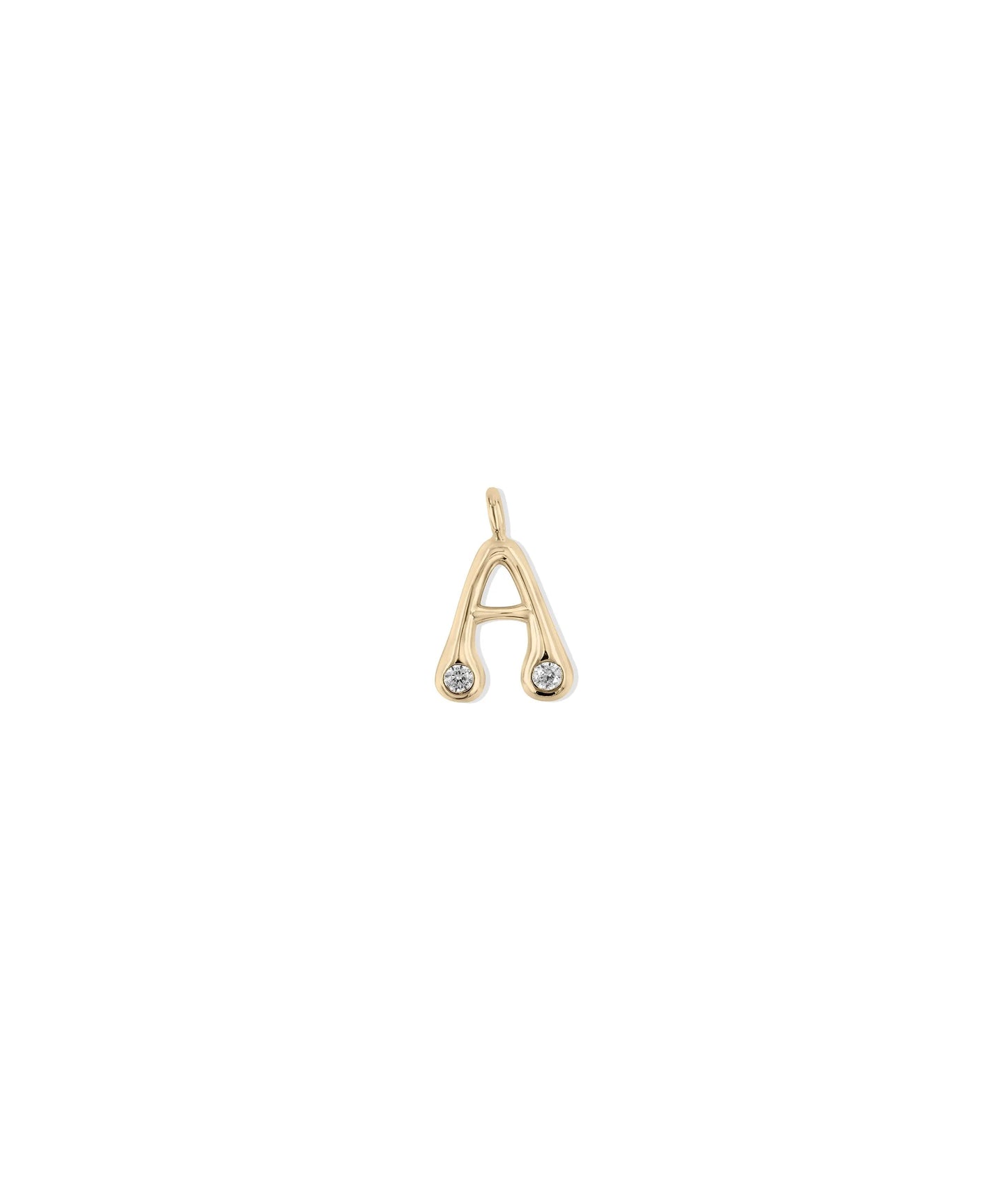 Rose gold Bubble Initial Diamond Charm featuring sparkle