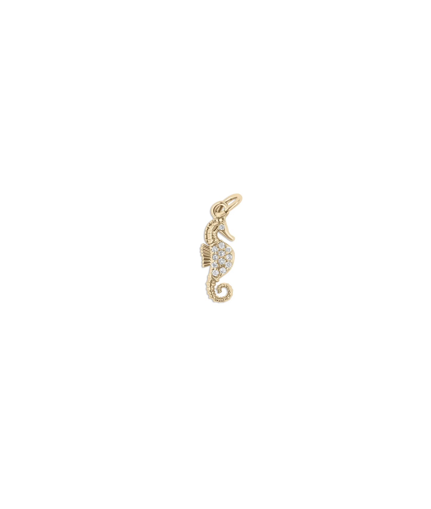 Rose gold Seahorse Diamond Charm featuring delicate sparkle