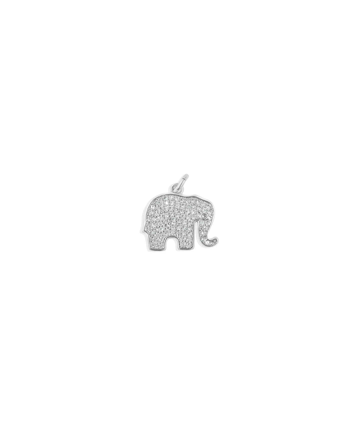 White gold Diamond Pave Elephant Charm fortune design