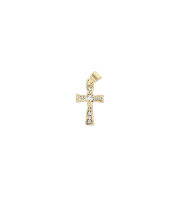 Diamond Cross Charm yellow gold sacred spiritual symbol