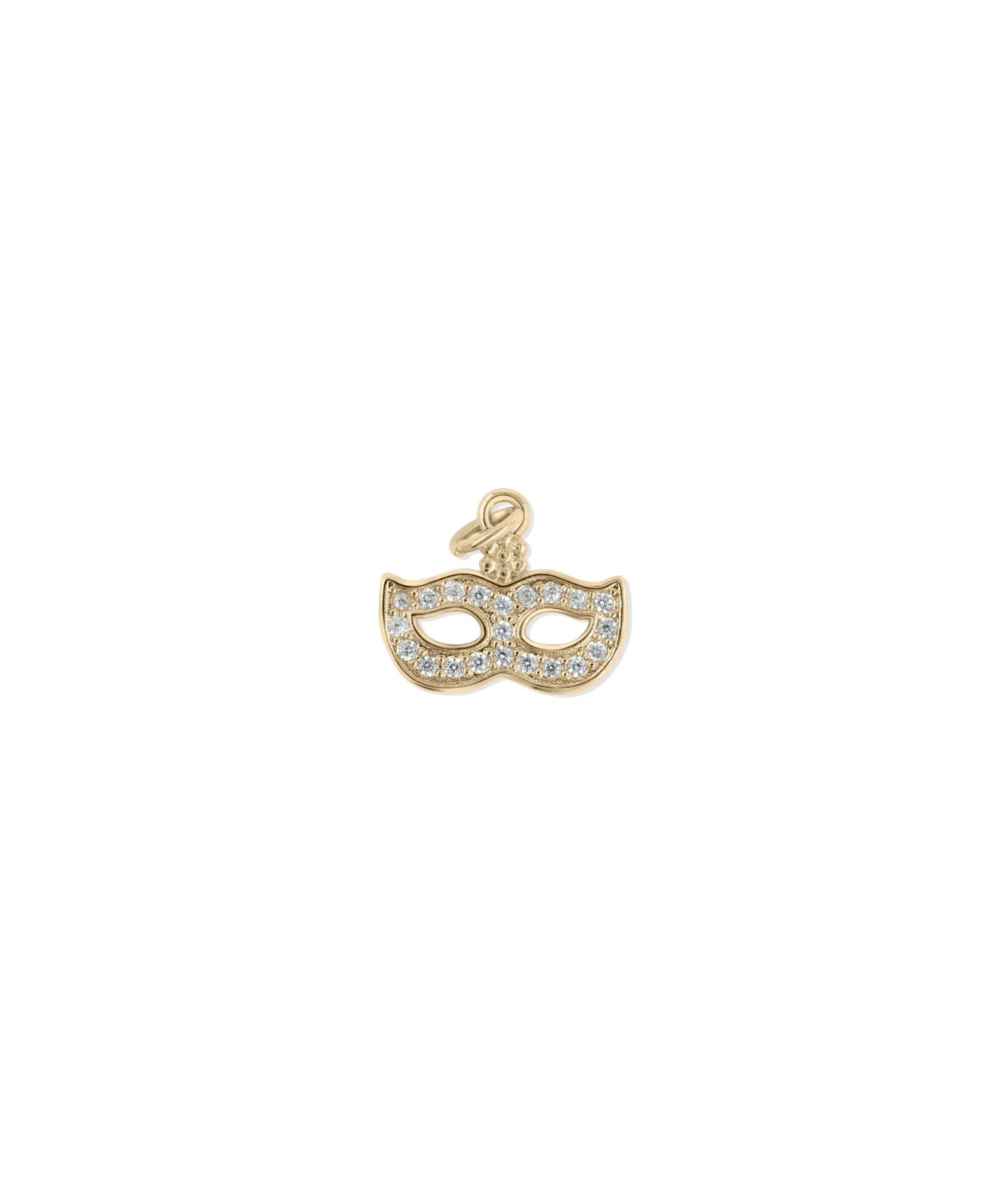 Rose gold Diamond Pave Mask Charm featuring dramatic sparkle