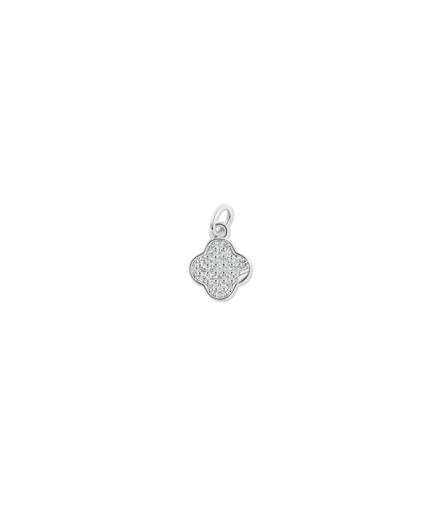 White gold Clover Pave Charm prosperity design