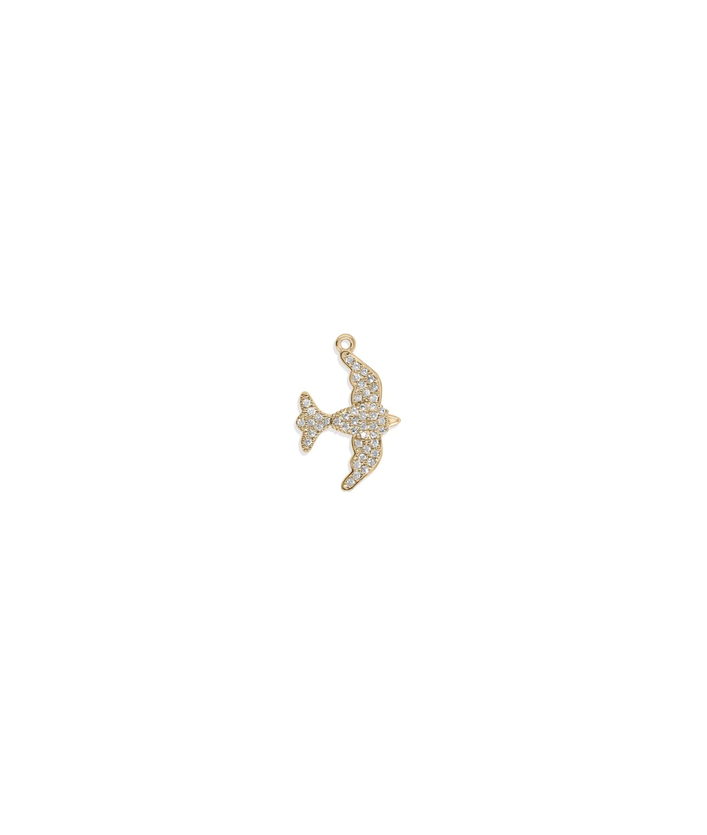 Rose gold Diamond Pave Bird Charm featuring sparkle