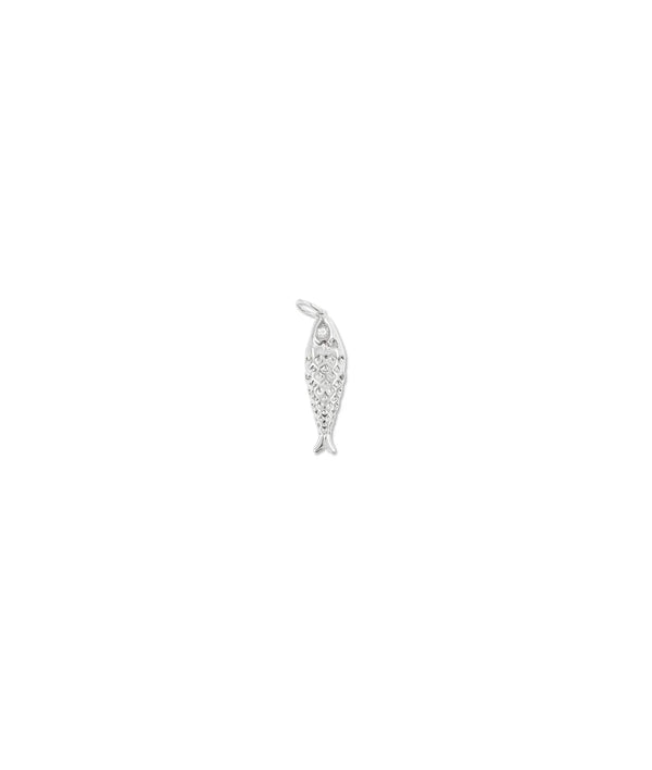 White gold Fish Charm ocean design alternate view