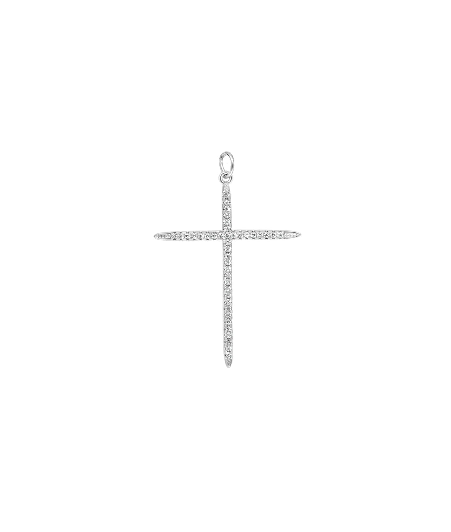 White gold Diamond Cross Charm faith expression design