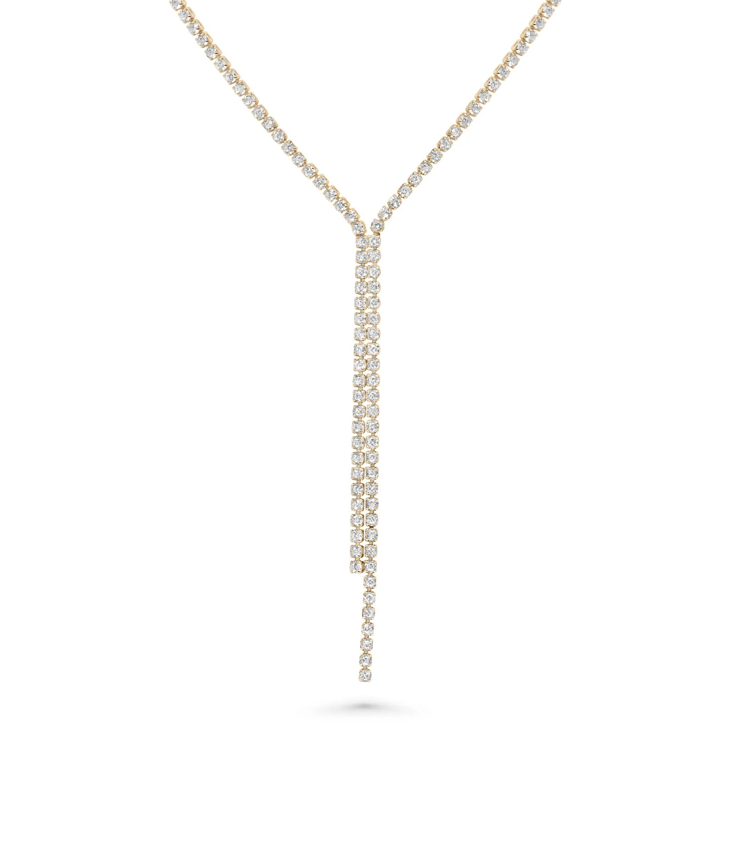 Y Shape Diamond Tennis Necklace rose gold featuring modern elongating silhouette